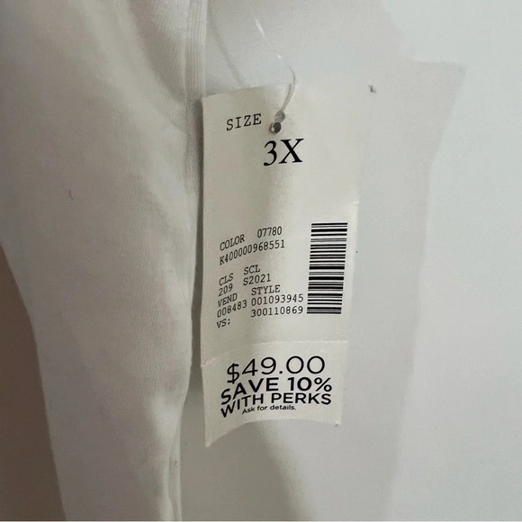 Catherines White Blouse 3X Keyhole Cutout Criss Cross Plus Size Stretch Pullover - Picture 5 of 5